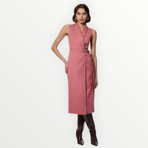 Karen Millen Soft Tie Tailored Sleeveless Pencil Midi Dress